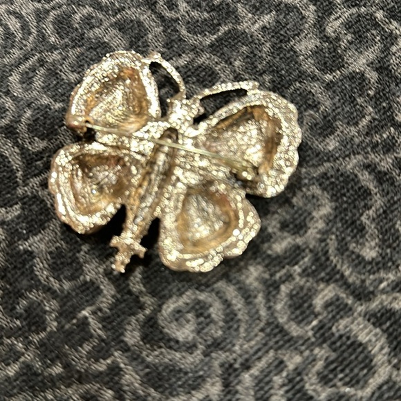 Elegant Butterfly Brooch with Red and Black Accents - Picture 4 of 6